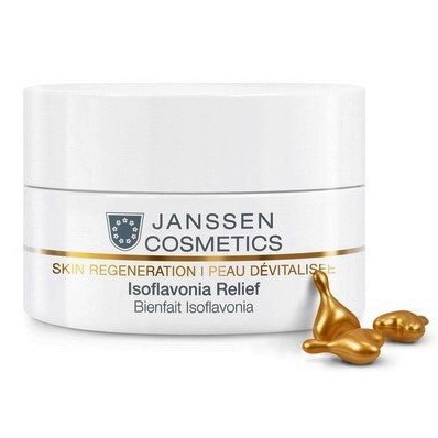 Картинка Janssen Cosmetics Isoflavonia Relief Capsules капсулы для лица с фитоэстрогенами и гиалуроновой кислотой 150 шт. в магазине МИР КАПСУЛ