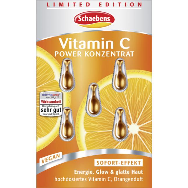 Картинка блистер Vitamin C Power Konсentrat омолаживающая сыворотка для лица с витамином С и токотриенолом SCHAEBENS в магазине МИР КАПСУЛ